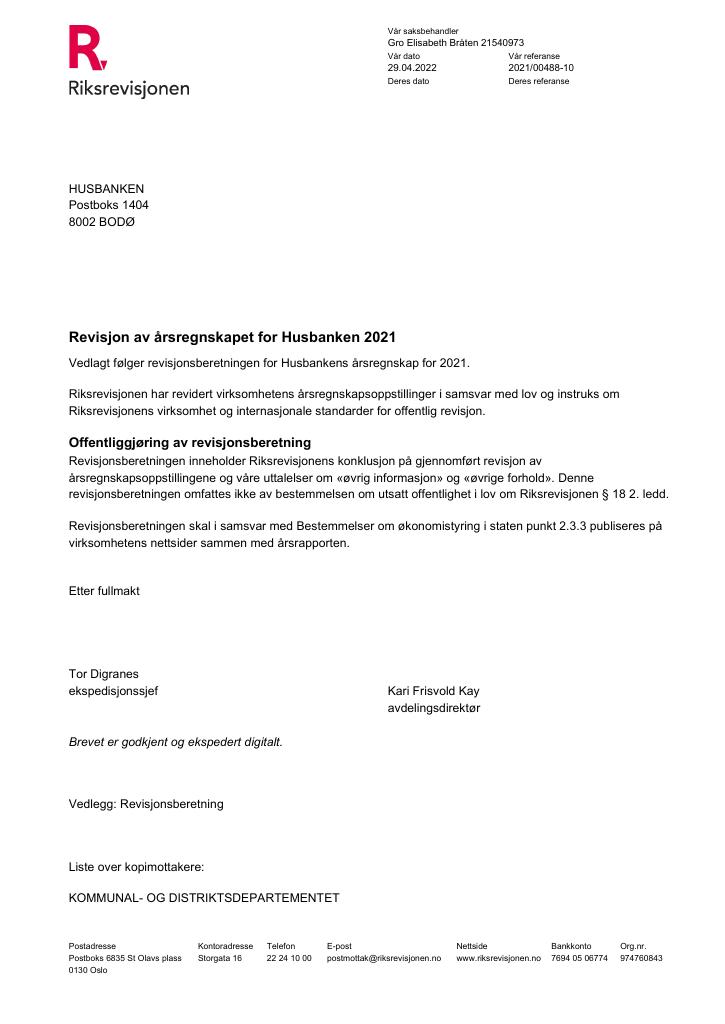 Forsiden av dokumentet Revisjonsberetning (PDF)