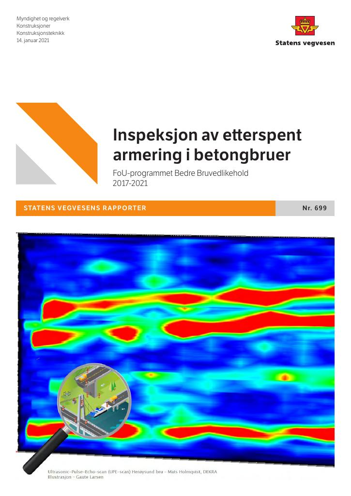 Forsiden av dokumentet Utredning av metoder for inspeksjon av etterspent armering i betongbruer