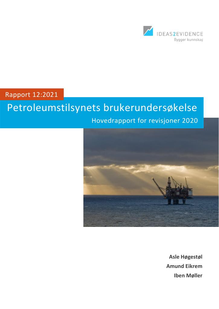 Forsiden av dokumentet Petroleumstilsynets brukerundersøkelse - Hovedrapport for revisjoner 2020