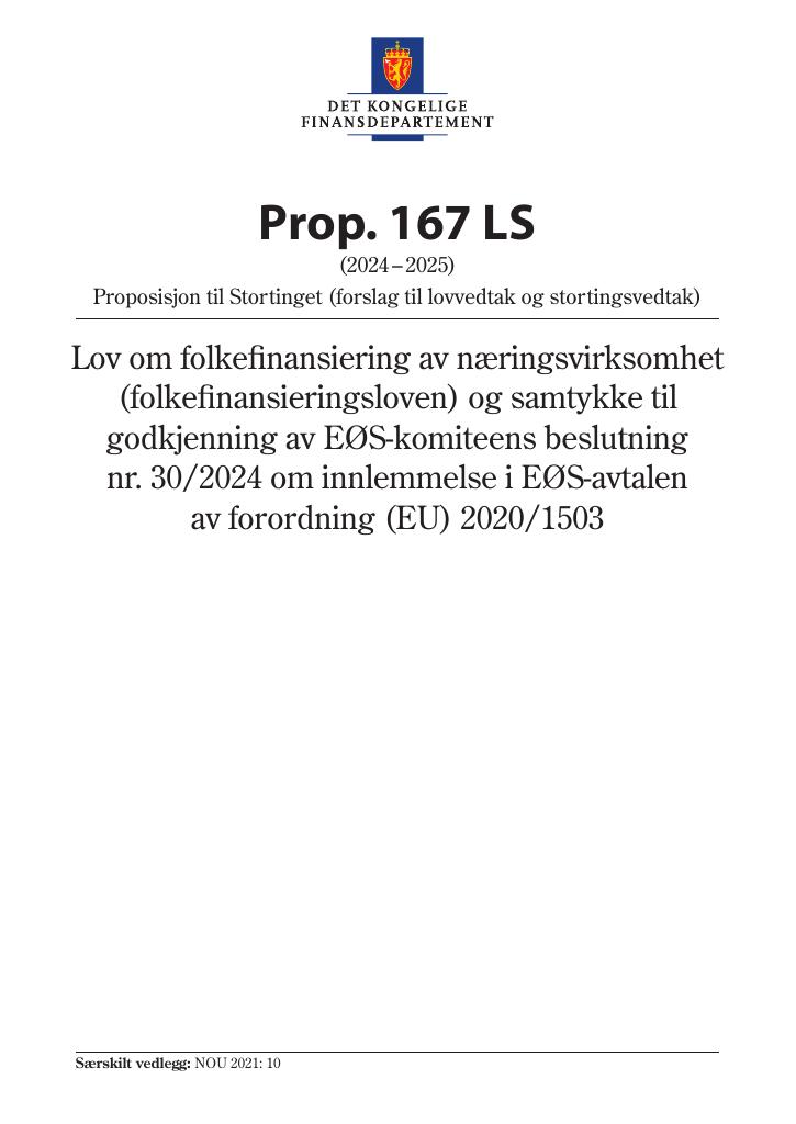 Forsiden av dokumentet Prop. 167 LS (2024–2025)