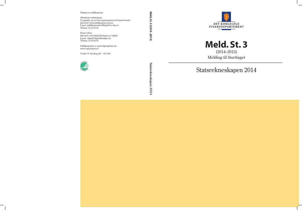 Forsiden av dokumentet Meld. St. 3 (2014–2015)