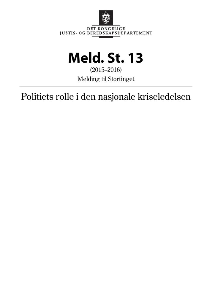 Forsiden av dokumentet Meld. St. 13 (2015–2016)
