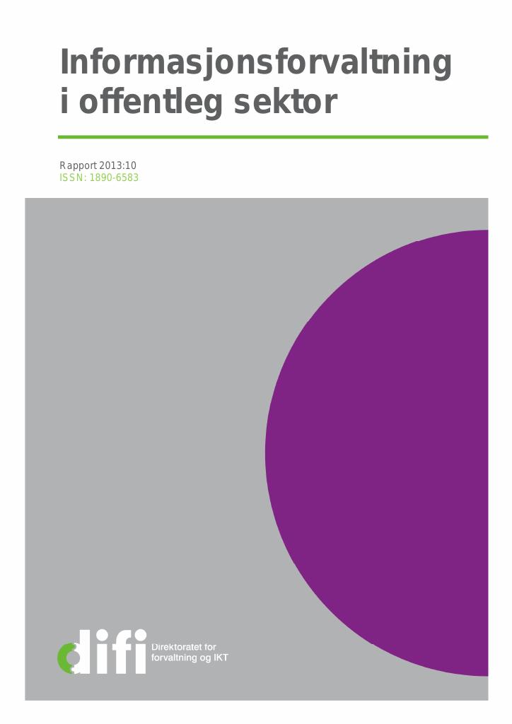 Forsiden av dokumentet Informasjonsforvaltning i offentleg sektor