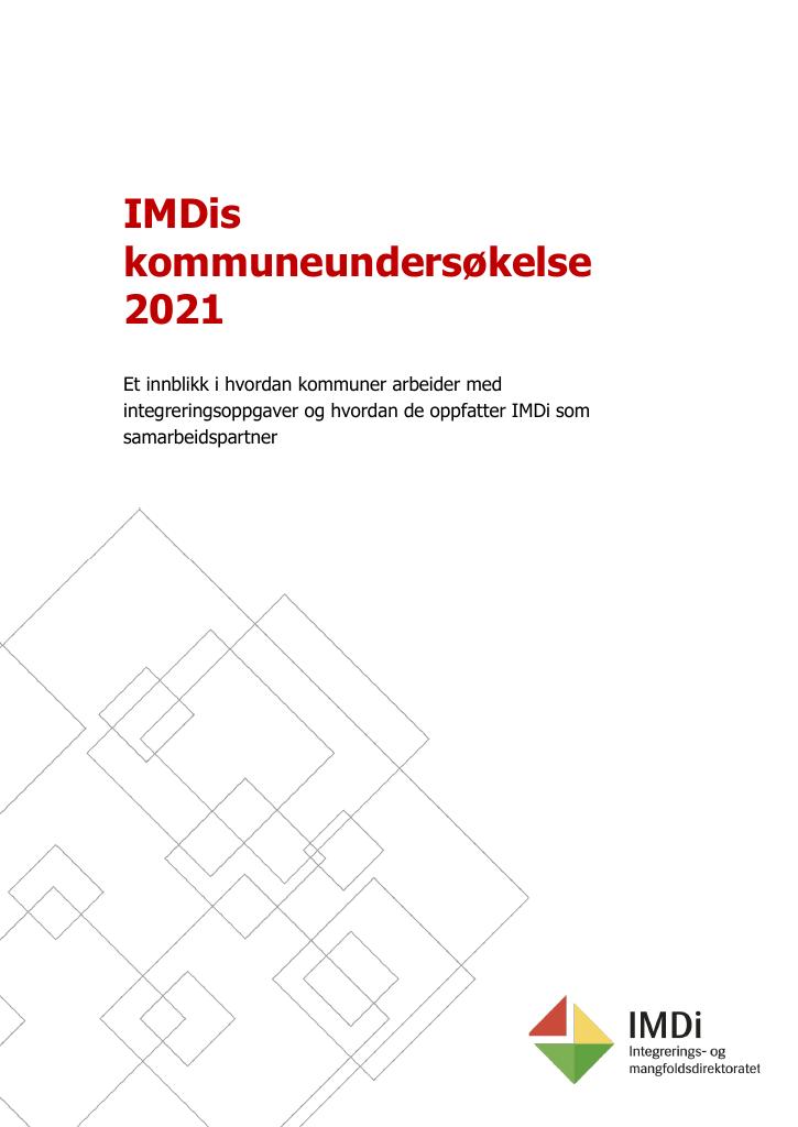 Forsiden av dokumentet IMDis kommuneundersøkelse 2021
