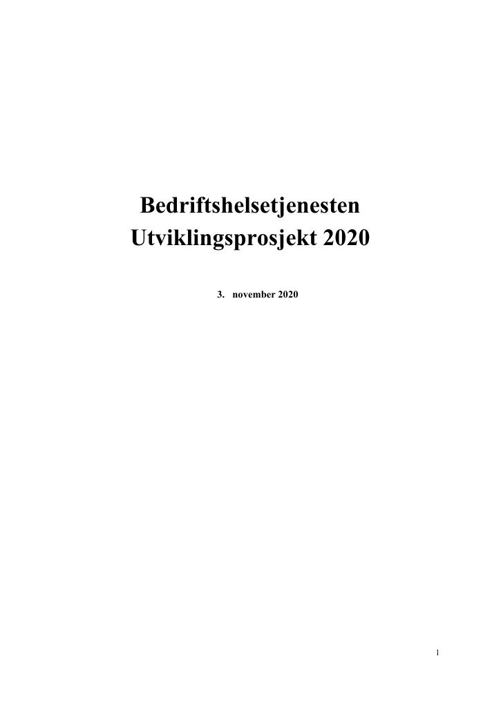 Forsiden av dokumentet Rapport om Bedriftshelsetjenesten