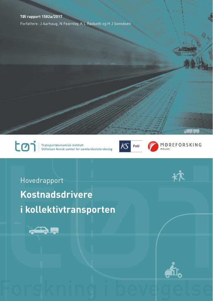 Forsiden av dokumentet Kostnadsdrivere i kollektivtransporten : - hovedrapport