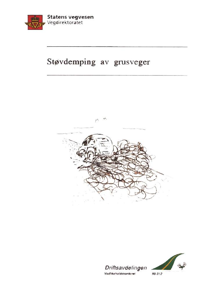 Forsiden av dokumentet Støvdemping av grusveger : alternative støvdempingsmidler
