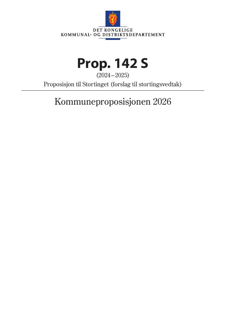 Forsiden av dokumentet Prop. 142 S (2024–2025)
