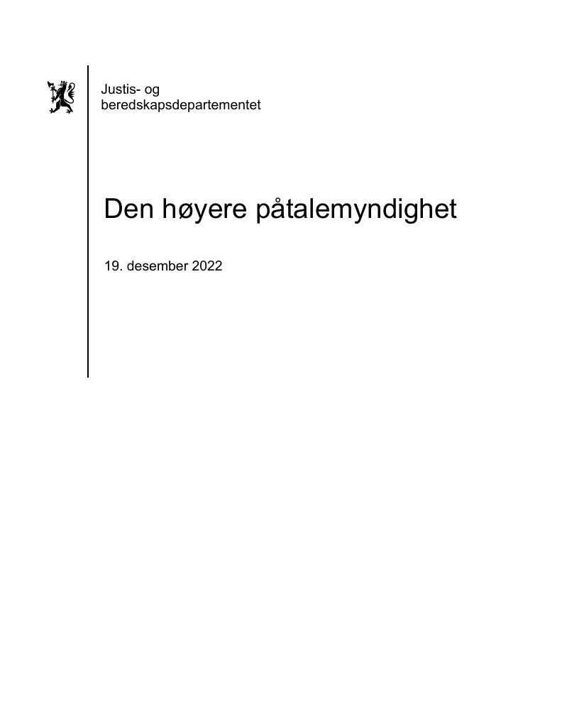 Forsiden av dokumentet Tildelingsbrev Den høyere påtalemyndiget 2023