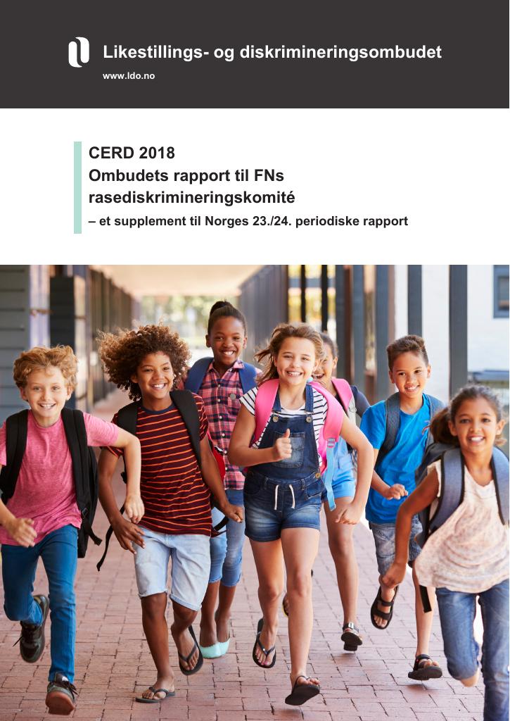 Forsiden av dokumentet CERD 2018 - Ombudets rapport til FNs rasediskrimineringskomité