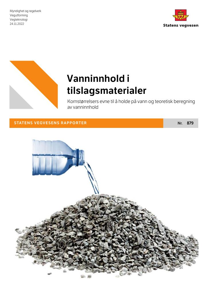 Forsiden av dokumentet Vanninnhold i tilslagsmaterialer