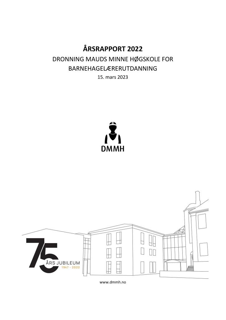 Forsiden av dokumentet Årsrapport Dronning Mauds Minne Høgskole 2022