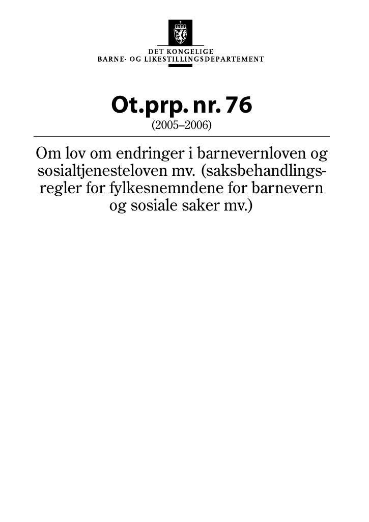 Forsiden av dokumentet Ot.prp. nr. 76 (2005-2006)