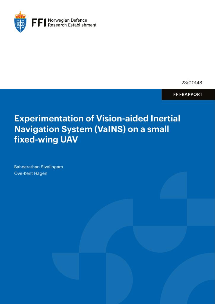 Forsiden av dokumentet Experimentation of Vision-aided Inertial Navigation System (VaINS) on a small fixed-wing UAV