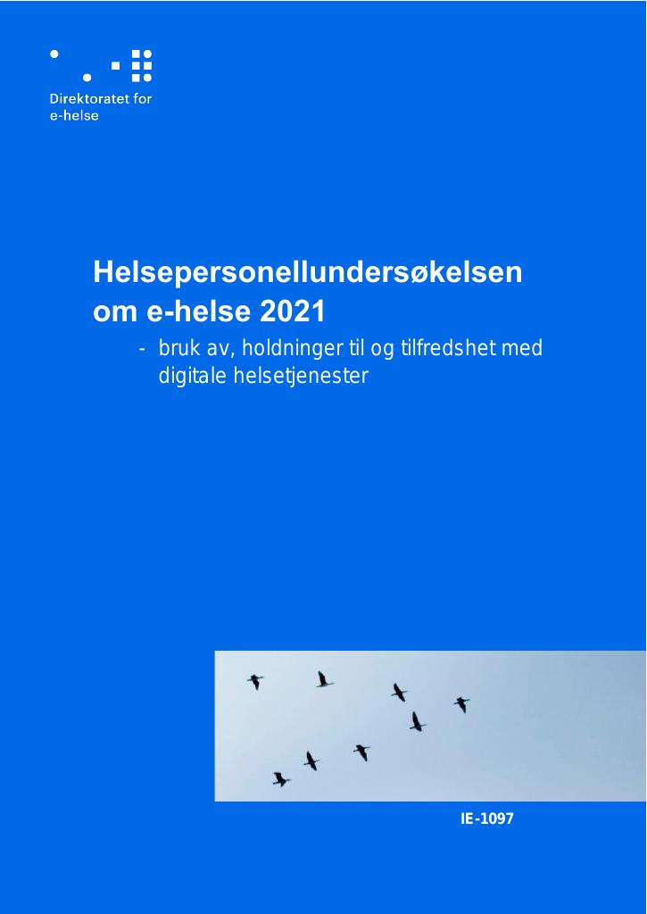 Forsiden av dokumentet Helsepersonellundersøkelsen om e-helse 2021