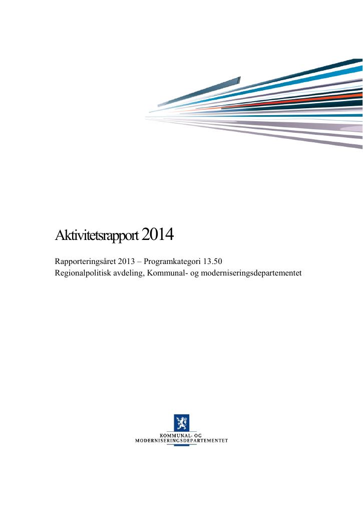 Forsiden av dokumentet Aktivitetsrapport 2014
