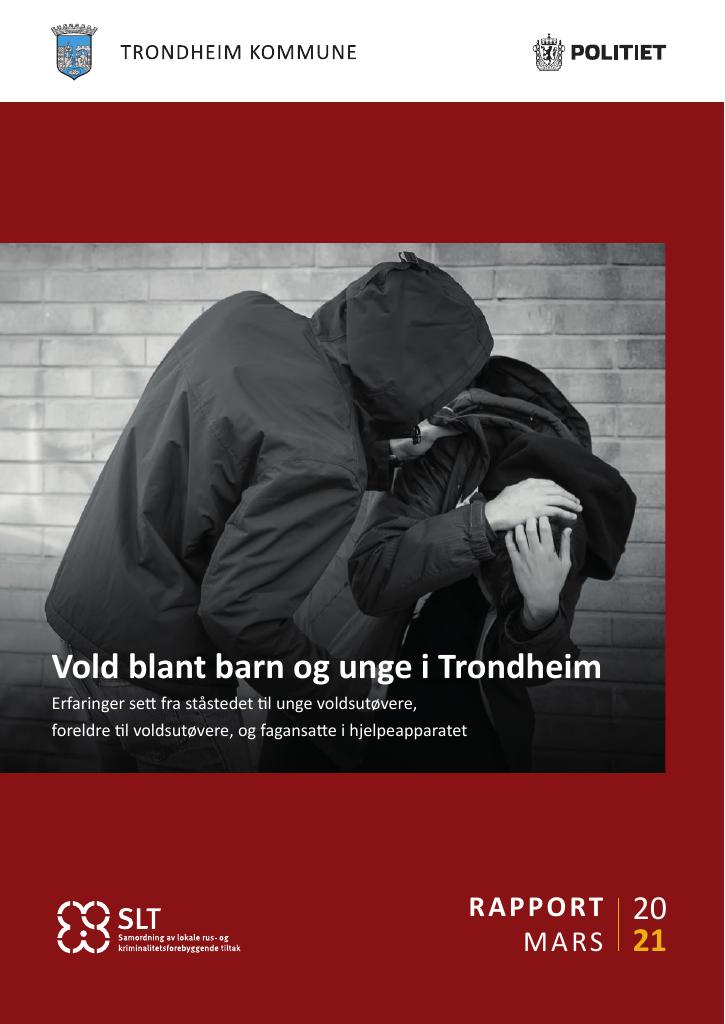Forsiden av dokumentet Vold blant barn og unge i Trondheim : Erfaringer sett fra ståstedet til unge voldsutøvere, foreldre til voldsutøvere og fagansatte i hjelpapparatet