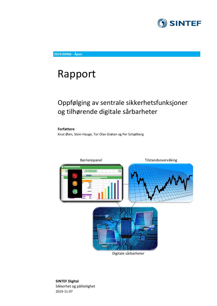 Forsiden av dokumentet Oppfølging av sentrale sikkerhetsfunksjoner og tilhørende digitale sårbarheter