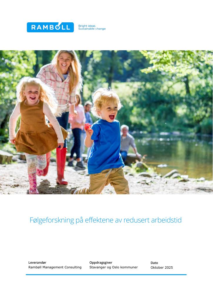 Forsiden av dokumentet Følgeforskning på effektene av redusert arbeidstid