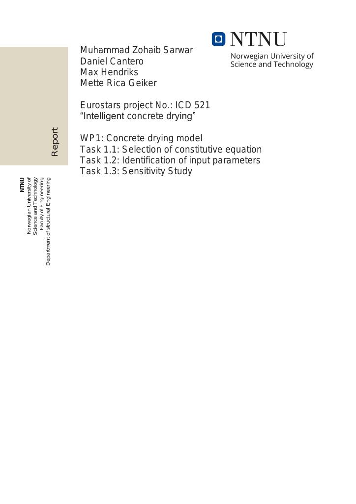 Forsiden av dokumentet Concrete drying model : Eurostars project No.: ICD 521