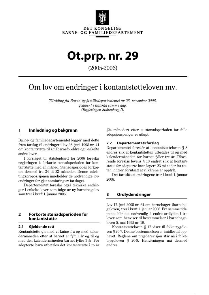 Forsiden av dokumentet Ot.prp. nr. 29 (2005-2006)