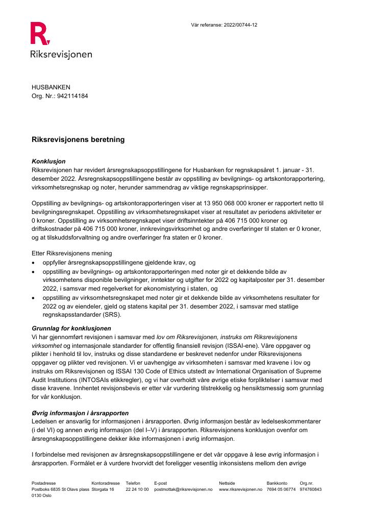 Forsiden av dokumentet Revisjonsberetning 2022 (pdf)