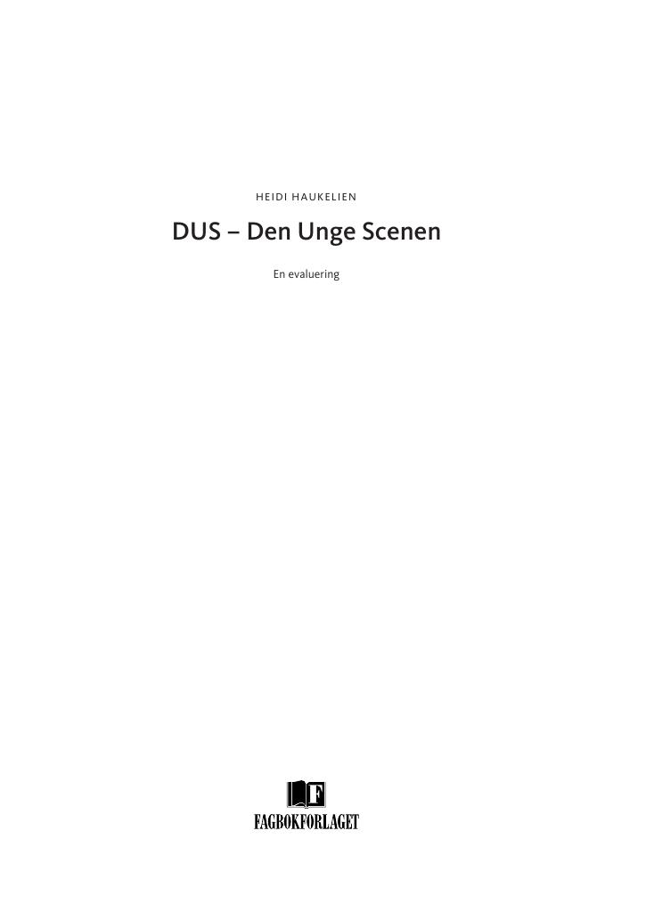 Forsiden av dokumentet DUS – Den Unge Scenen