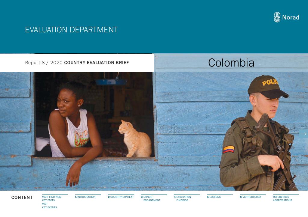Forsiden av dokumentet Country Evaluation Brief - Colombia