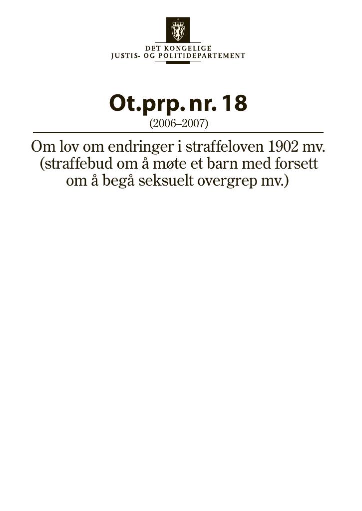 Forsiden av dokumentet Ot.prp. nr. 18 (2006-2007)