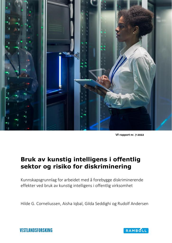 Forsiden av dokumentet Bruk av kunstig intelligens i offentlig sektor og risiko for diskriminering