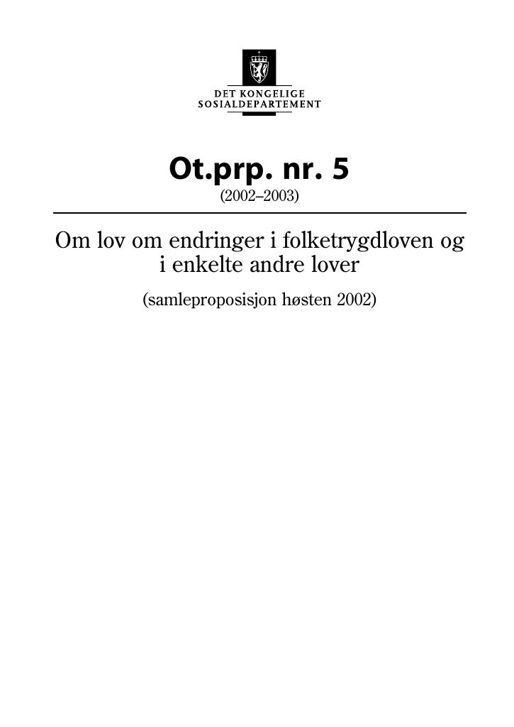 Forsiden av dokumentet Ot.prp. nr. 5 (2002-2003)