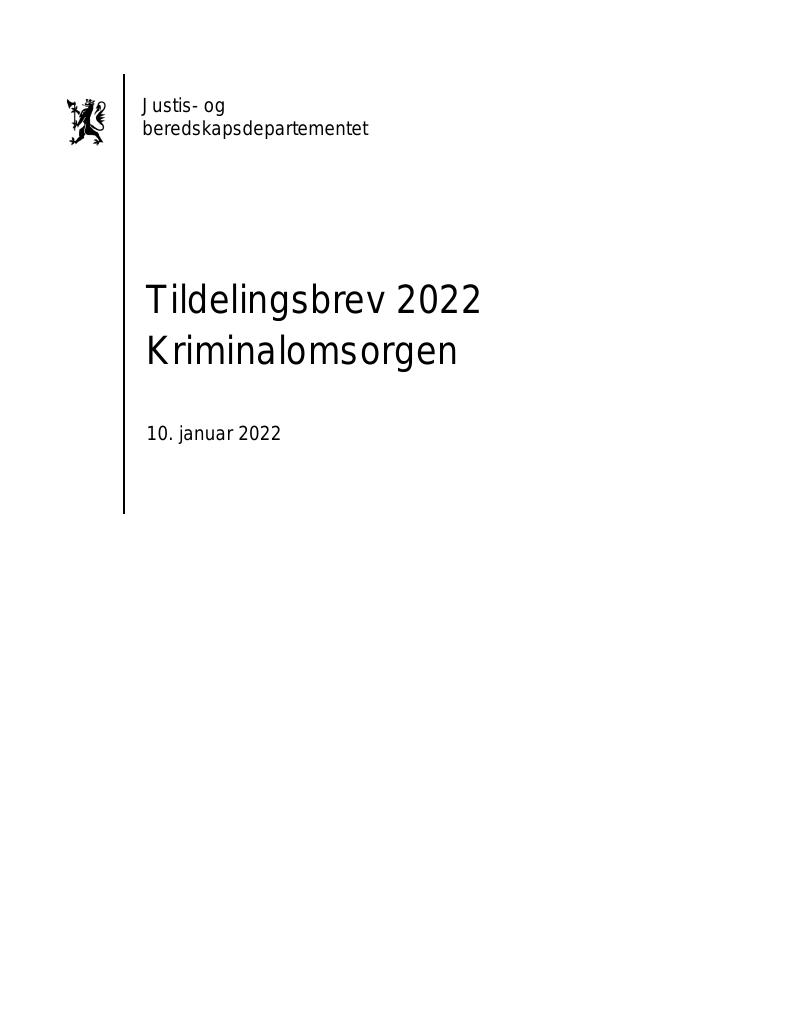 Tildelingsbrev Kriminalomsorgen 2022 - Kudos