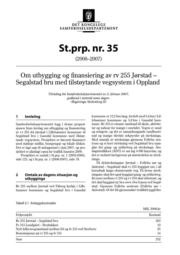 Forsiden av dokumentet St.prp. nr. 35 (2006-2007)