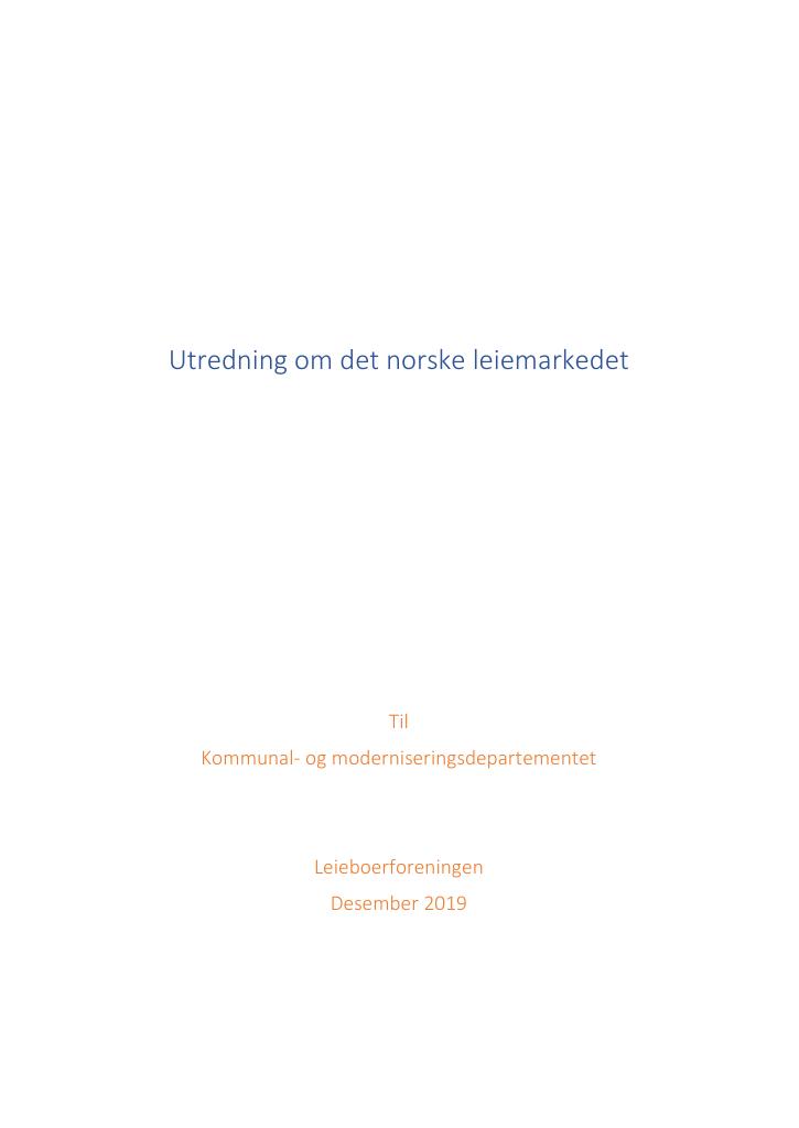 Forsiden av dokumentet Utredning om det norske leiemarkedet