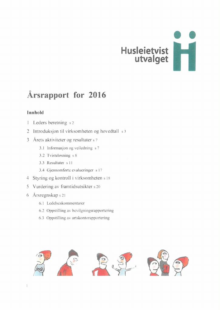 Forsiden av dokumentet Årsrapport Husleietvistutvalget 2016