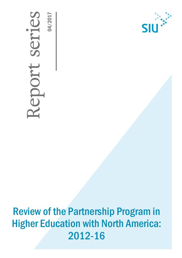 Forsiden av dokumentet Review of the Partnership Program in  Higher Education with North America: 2012-16