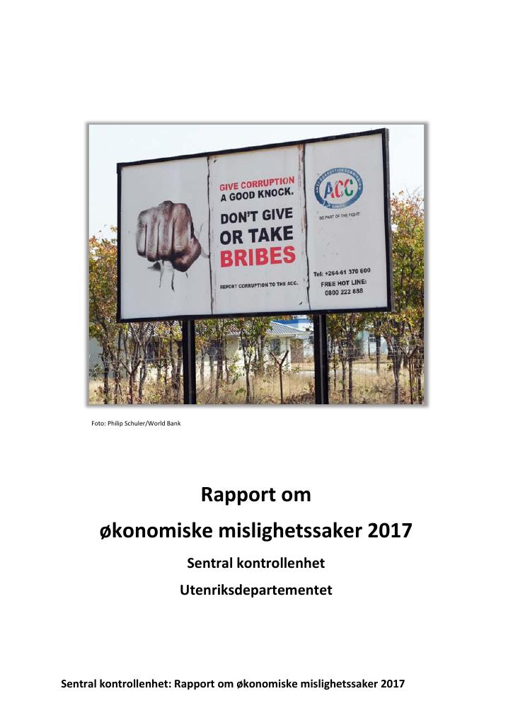 Forsiden av dokumentet Rapport om økonomiske mislighetssaker 2017