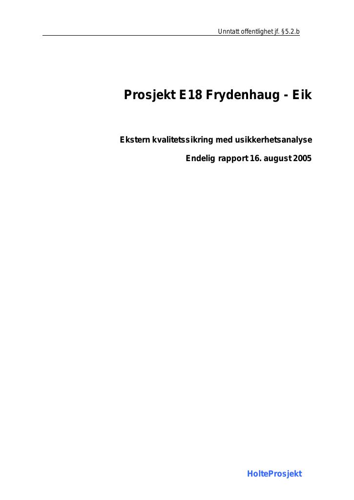 Forsiden av dokumentet E18 Frydenhaug - Eik