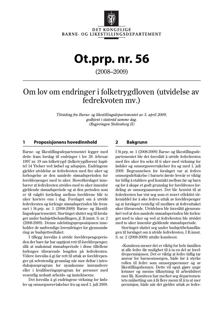 Forsiden av dokumentet Ot.prp. nr. 56 (2008-2009)