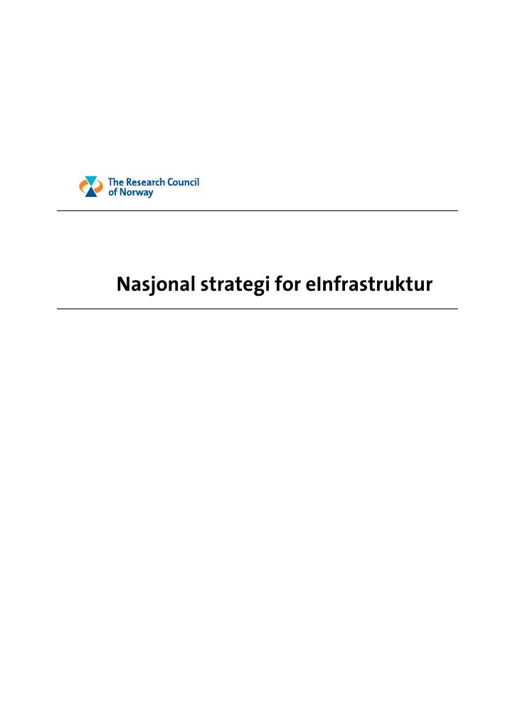 Forsiden av dokumentet Nasjonal strategi for eInfrastruktur