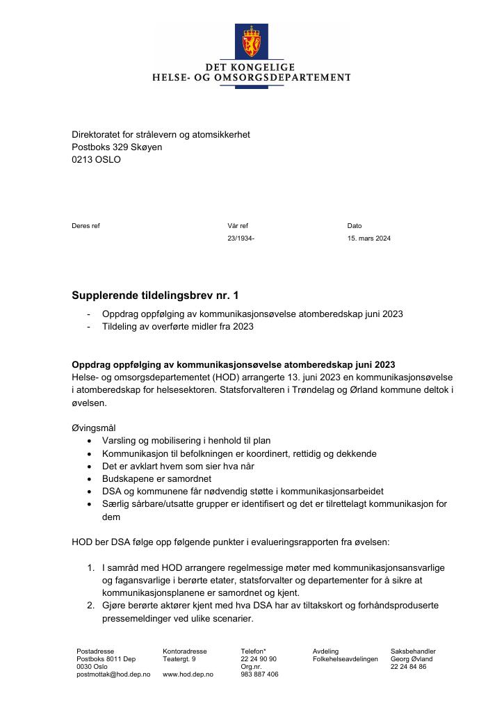 Forsiden av dokumentet supplerende 1 2024