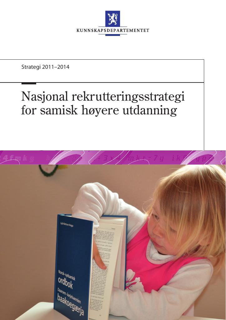 Forsiden av dokumentet Nasjonal rekrutteringsstrategi for samisk høyere utdanning