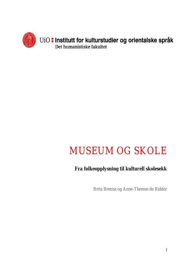Forsiden av dokumentet Museum og skole