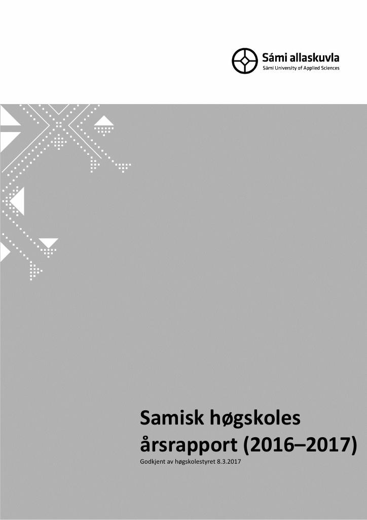 Forsiden av dokumentet Årsrapport Samisk høgskole 2016