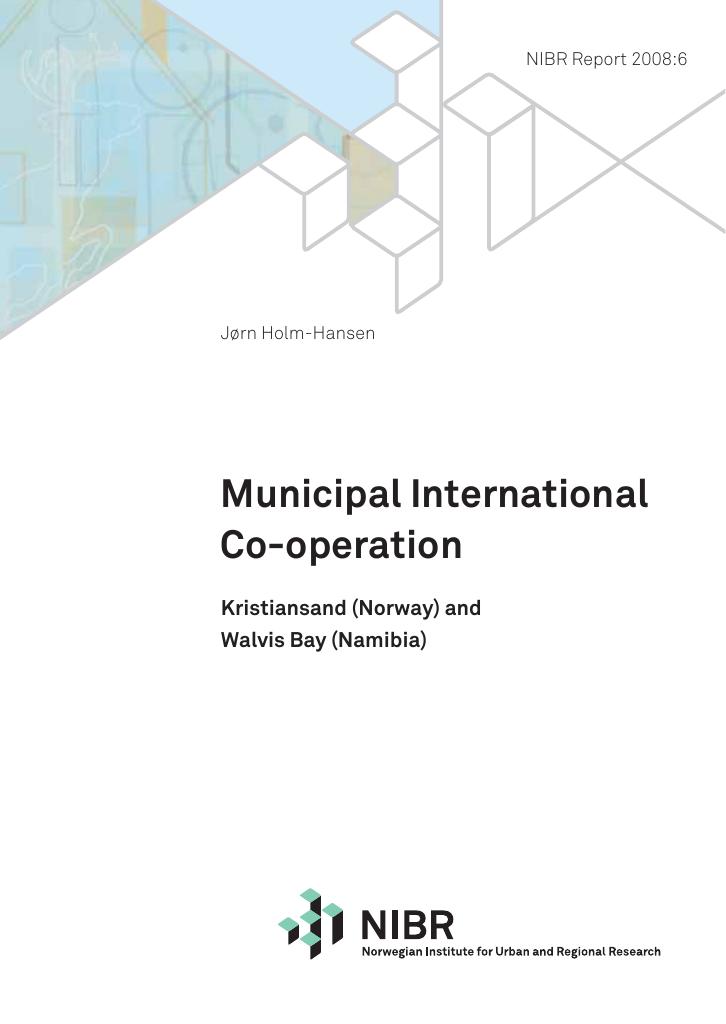 Forsiden av dokumentet Municipal International Co-operation Kristiansand (Norway) and Walvis Bay (Namibia)