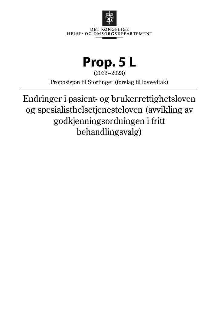 Forsiden av dokumentet Prop. 5 L (2022–2023)
