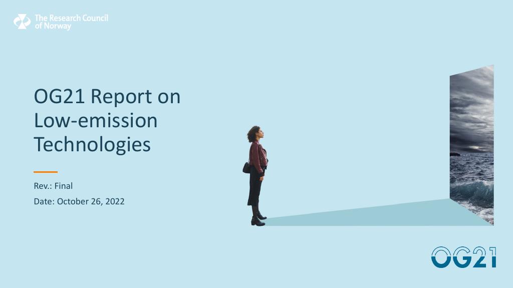 Forsiden av dokumentet OG21 Report on Low-emission technologies