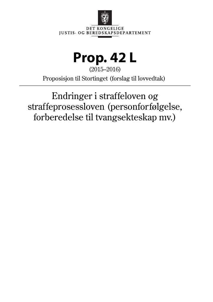 Forsiden av dokumentet Prop. 42 L (2015–2016)