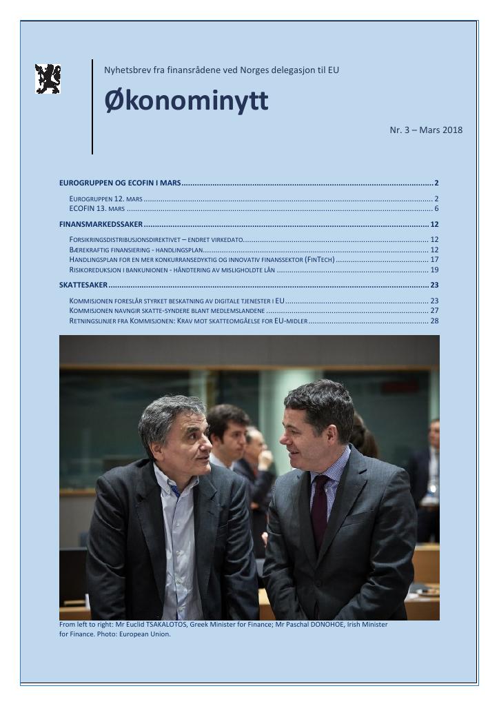 Forsiden av dokumentet Økonominytt 3/2018