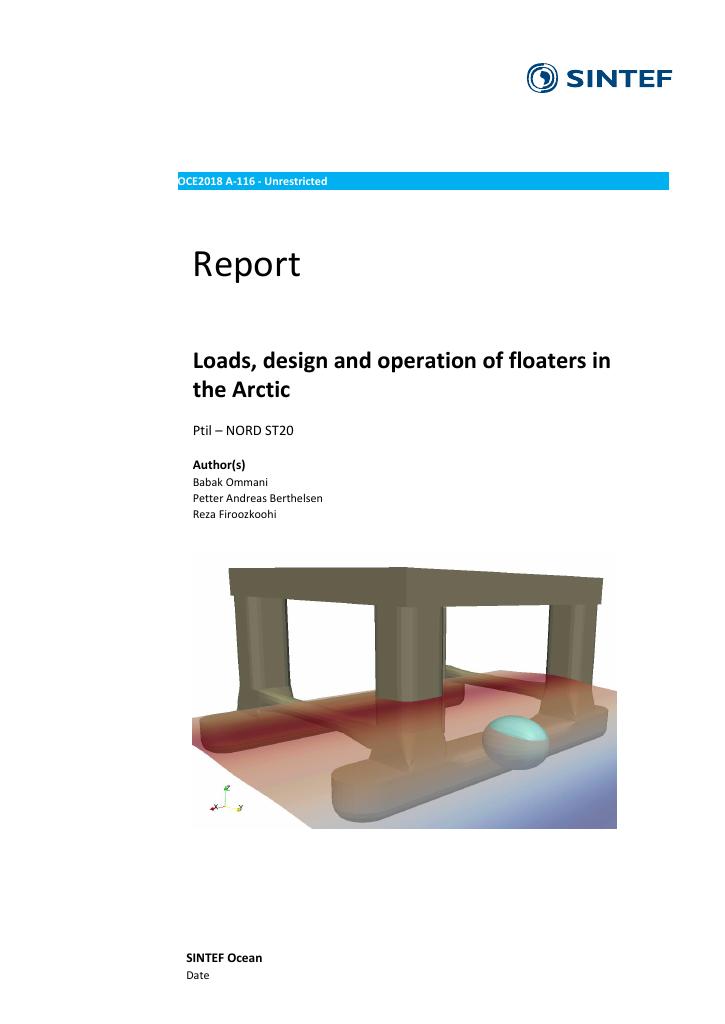 Forsiden av dokumentet Loads, design and operation of floaters in the Arctic